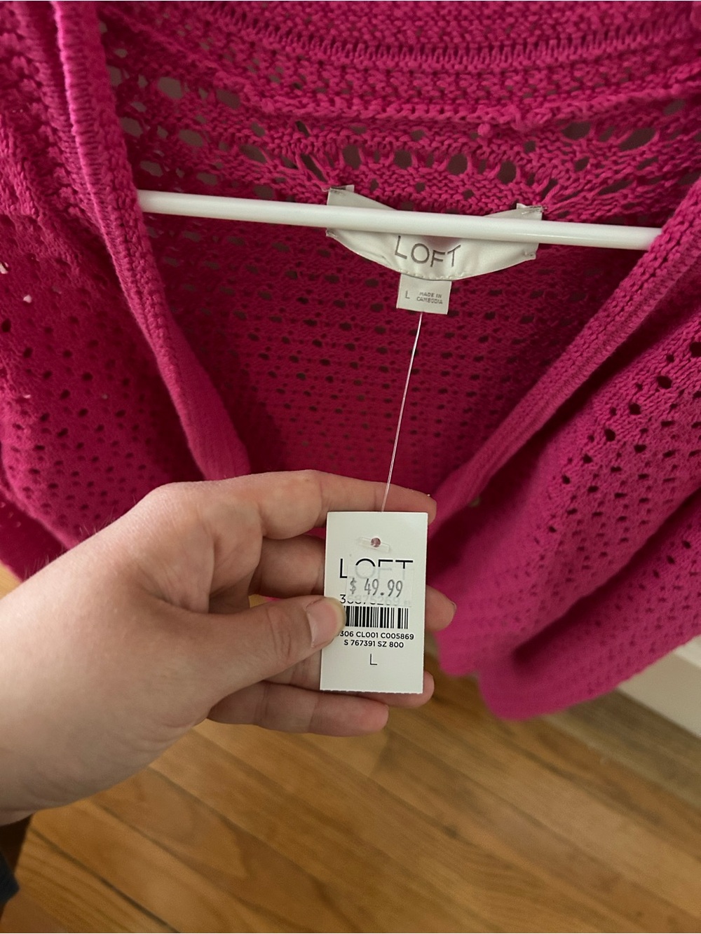 NWT LOFT Knit Cardigan - Hot Pink - Picture 2 of 2